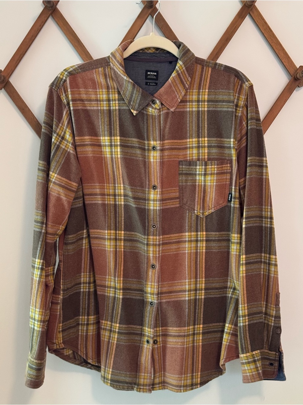 prAna Women’s Brown Plaid Flannel Shirt